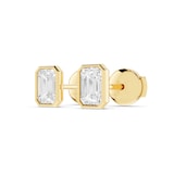 Mayors 18K Yellow Gold 1.50cttw Lab Grown Diamond Emerald Cut Bezel Set Stud Earrings