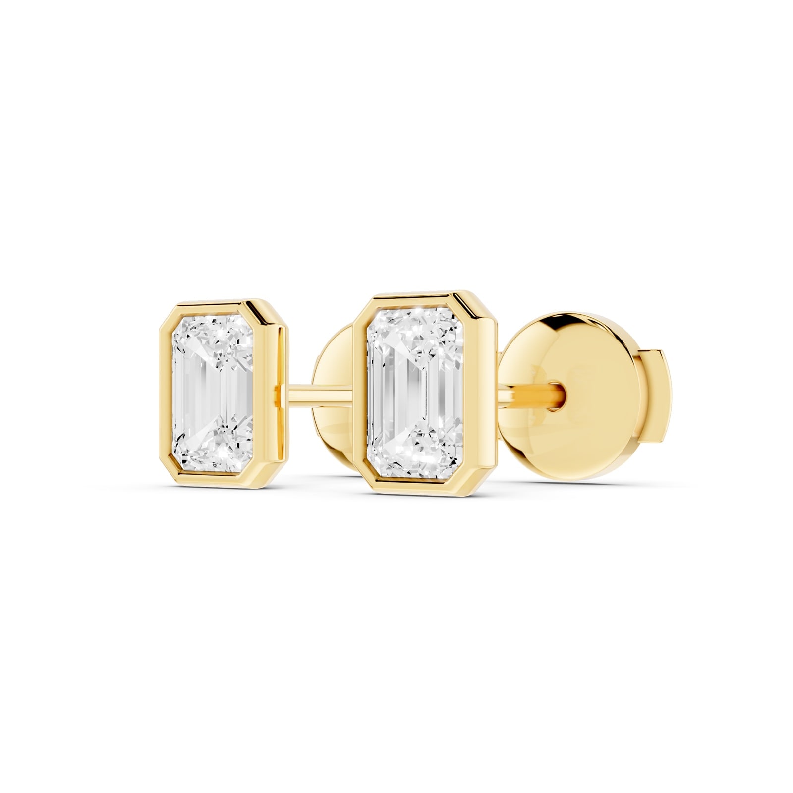 Mayors 18K Yellow Gold 1.50cttw Lab Grown Diamond Emerald Cut Bezel Set Stud Earrings