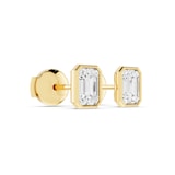 Mayors 18K Yellow Gold 1.50cttw Lab Grown Diamond Emerald Cut Bezel Set Stud Earrings