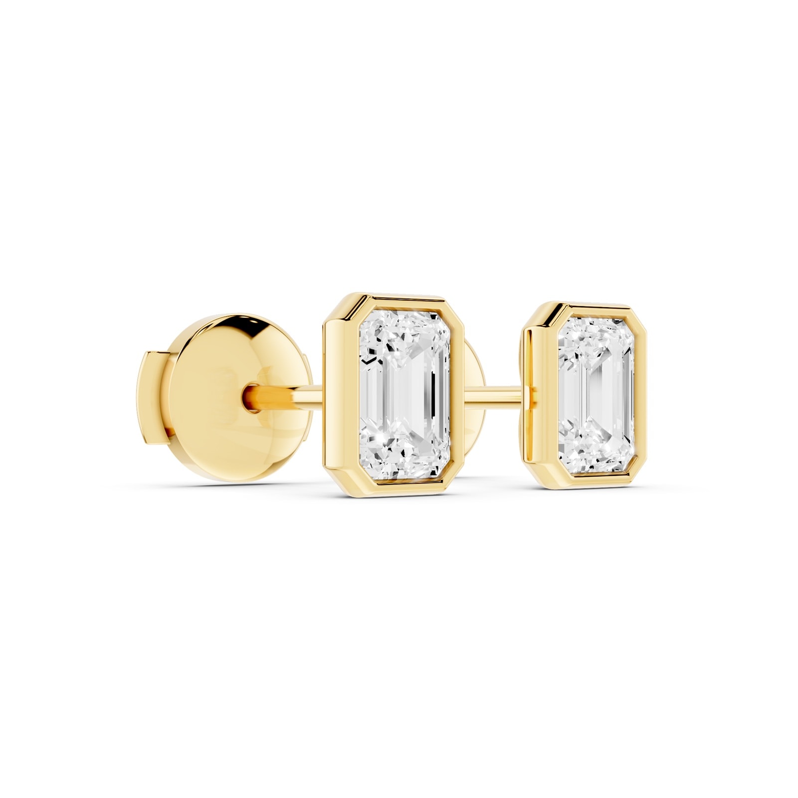 Mayors 18K Yellow Gold 1.50cttw Lab Grown Diamond Emerald Cut Bezel Set Stud Earrings
