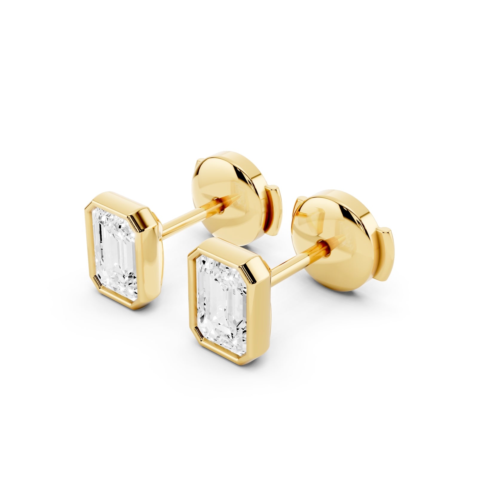 Mayors 18K Yellow Gold 1.50cttw Lab Grown Diamond Emerald Cut Bezel Set Stud Earrings