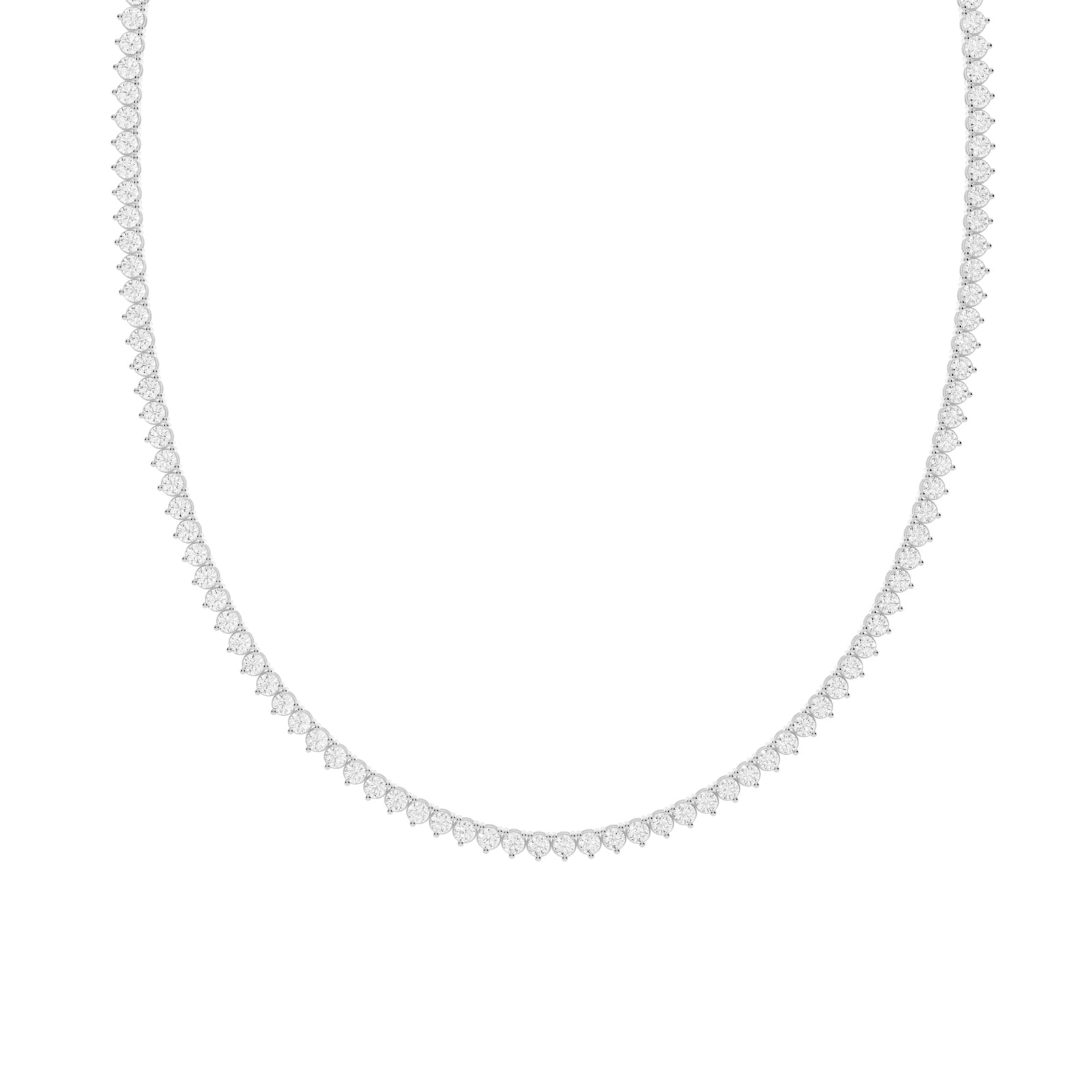 Mayors 18K White Gold 14.00cttw Lab Grown Diamond Round Brilliant Cut Tennis Necklace