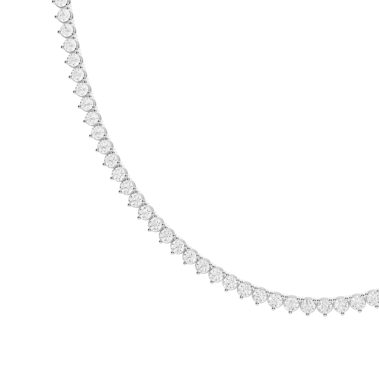 Mayors 18K White Gold 14.00cttw Lab Grown Diamond Round Brilliant Cut Tennis Necklace