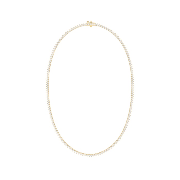 Mayors 18K Yellow Gold 10.00cttw Lab Grown Diamond Round Brilliant Cut Tennis Necklace