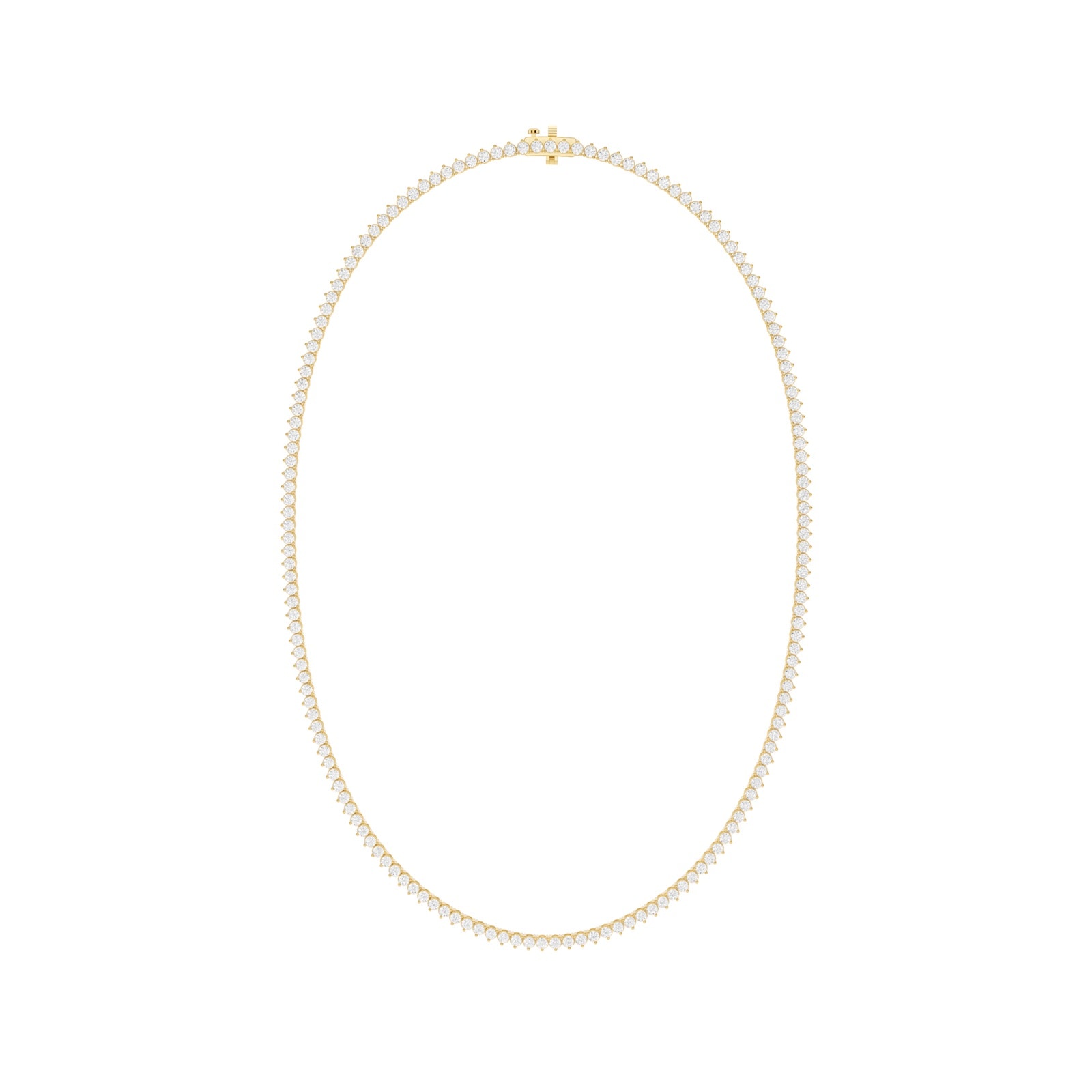 Mayors 18K Yellow Gold 10.00cttw Lab Grown Diamond Round Brilliant Cut Tennis Necklace
