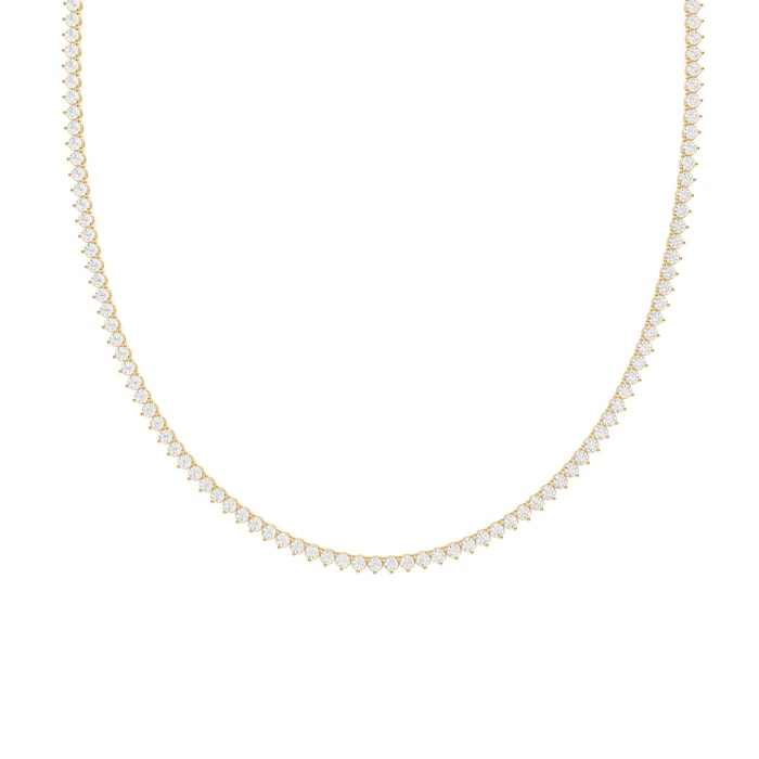 Mayors 18K Yellow Gold 10.00cttw Lab Grown Diamond Round Brilliant Cut Tennis Necklace
