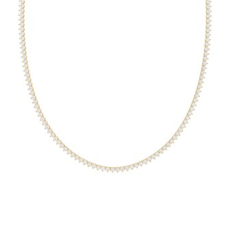 Mayors 18K Yellow Gold 10.00cttw Lab Grown Diamond Round Brilliant Cut Tennis Necklace
