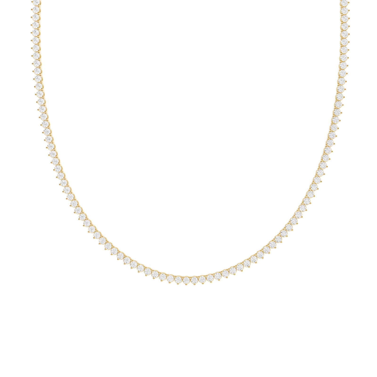 Mayors 18K Yellow Gold 10.00cttw Lab Grown Diamond Round Brilliant Cut Tennis Necklace