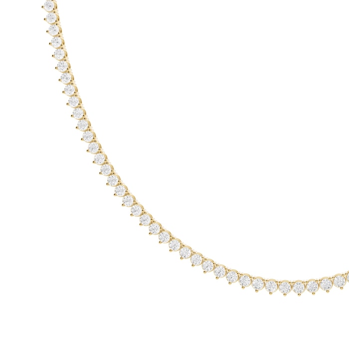 Mayors 18K Yellow Gold 10.00cttw Lab Grown Diamond Round Brilliant Cut Tennis Necklace