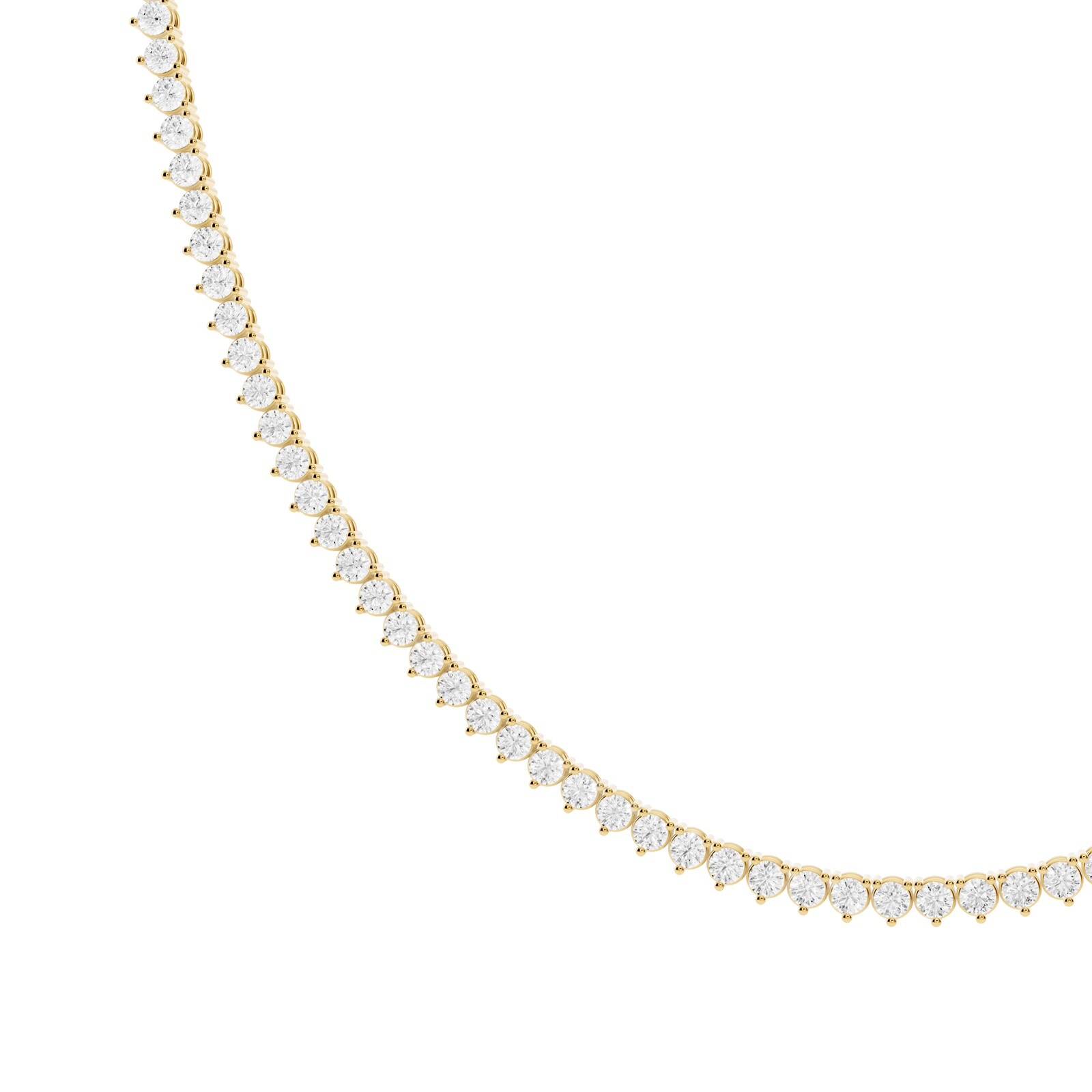 Mayors 18K Yellow Gold 10.00cttw Lab Grown Diamond Round Brilliant Cut Tennis Necklace