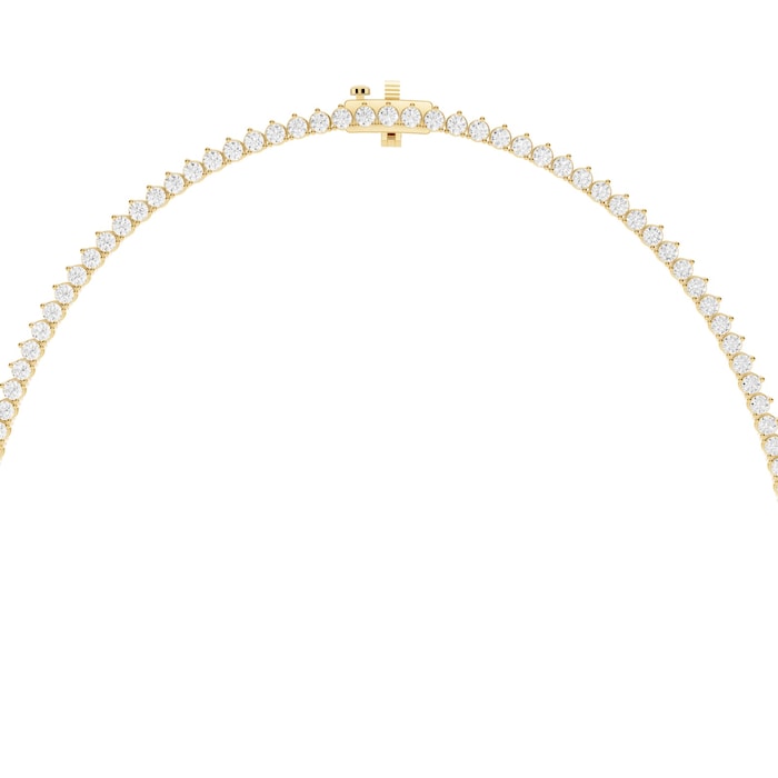 Mayors 18K Yellow Gold 10.00cttw Lab Grown Diamond Round Brilliant Cut Tennis Necklace