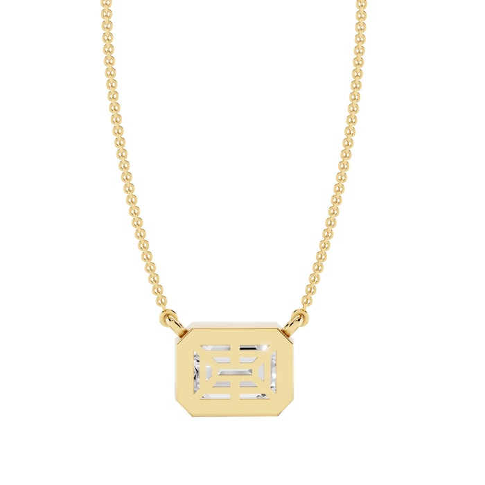 Mayors 18K Yellow Gold 2.00cttw Lab Grown Diamond Emerald Cut Bezel Set Pendant Necklace