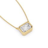 Mayors 18K Yellow Gold 2.00cttw Lab Grown Diamond Emerald Cut Bezel Set Pendant Necklace