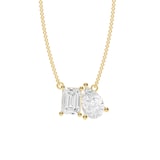 Mayors 18K Yellow Gold 2.00cttw Lab Grown Diamond Emerald & Pear Cut 2 Stone Pendant Necklace