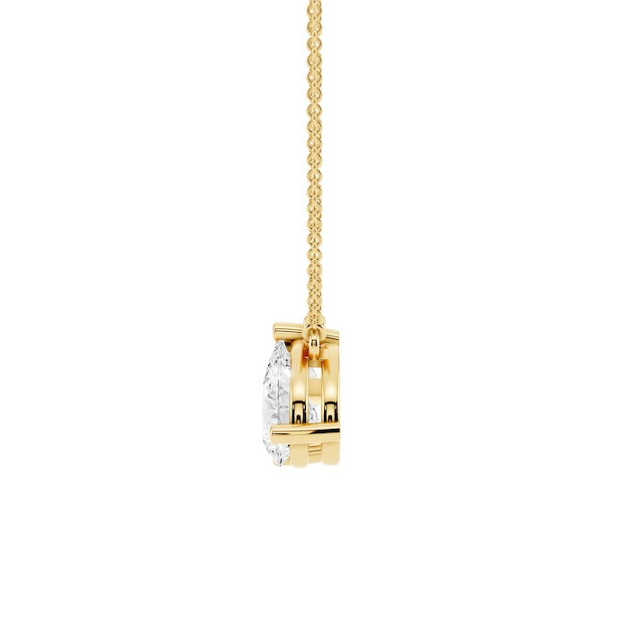 Mayors 18K Yellow Gold 2.00cttw Lab Grown Diamond Emerald & Pear Cut 2 Stone Pendant Necklace