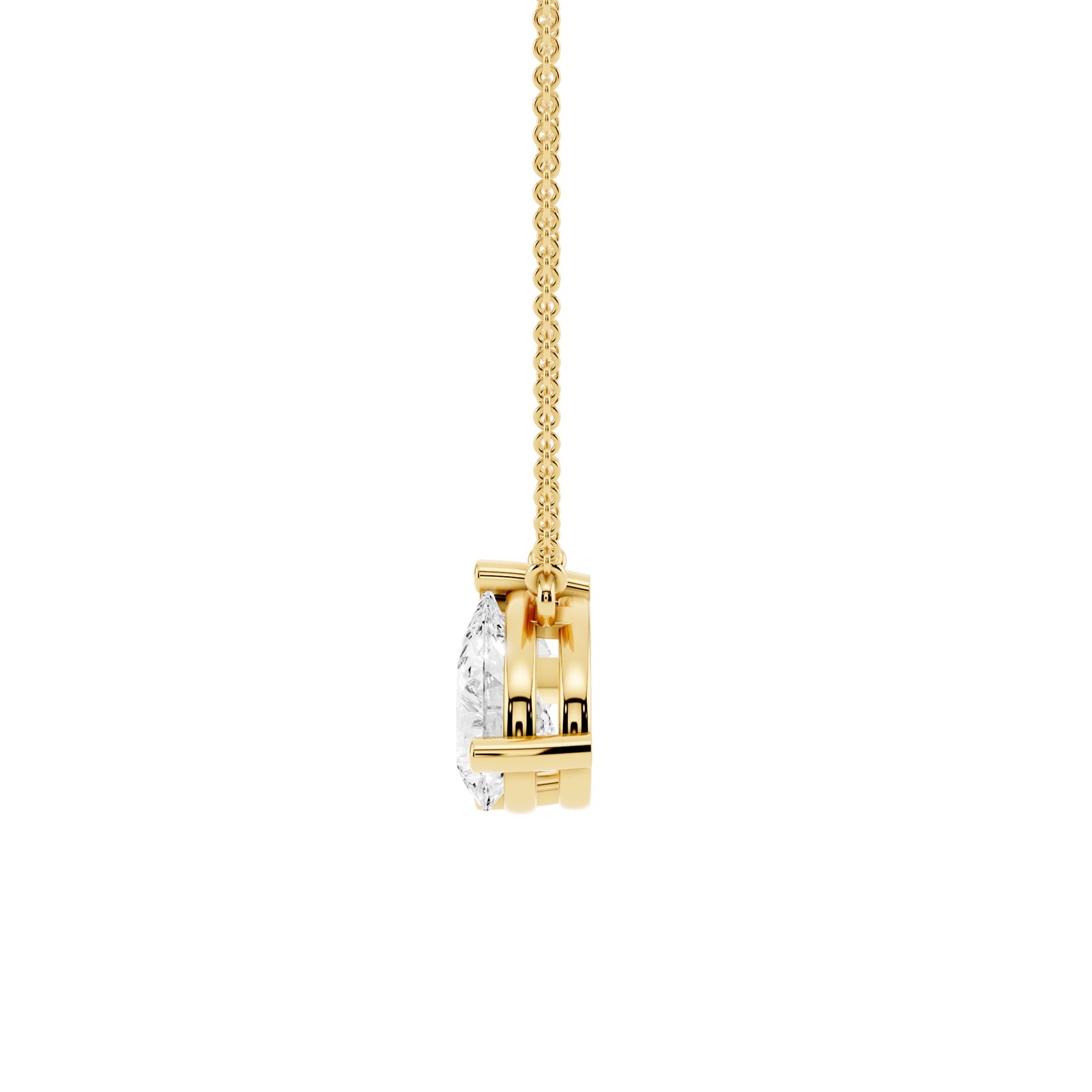Mayors 18K Yellow Gold 2.00cttw Lab Grown Diamond Emerald & Pear Cut 2 Stone Pendant Necklace