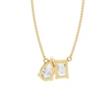 Mayors 18K Yellow Gold 2.00cttw Lab Grown Diamond Emerald & Pear Cut 2 Stone Pendant Necklace