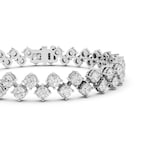 Mayors 18K White Gold 10.00cttw Lab Grown Diamond Round Brilliant Cut 2 Row Bracelet