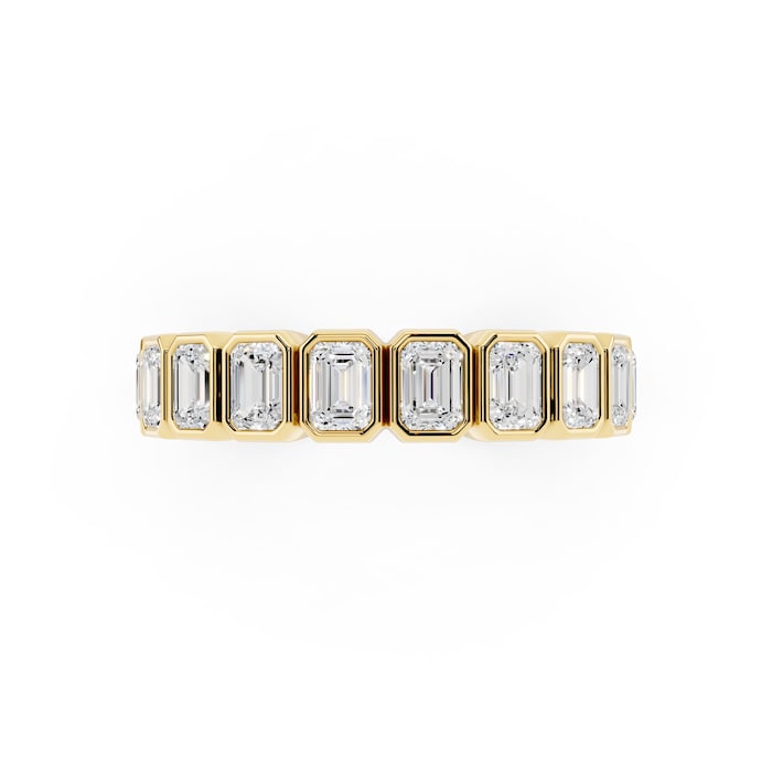 Mayors 18K Yellow Gold 2.00cttw Lab Grown Diamond Emerald Cut Bezel Set Eternity Ring