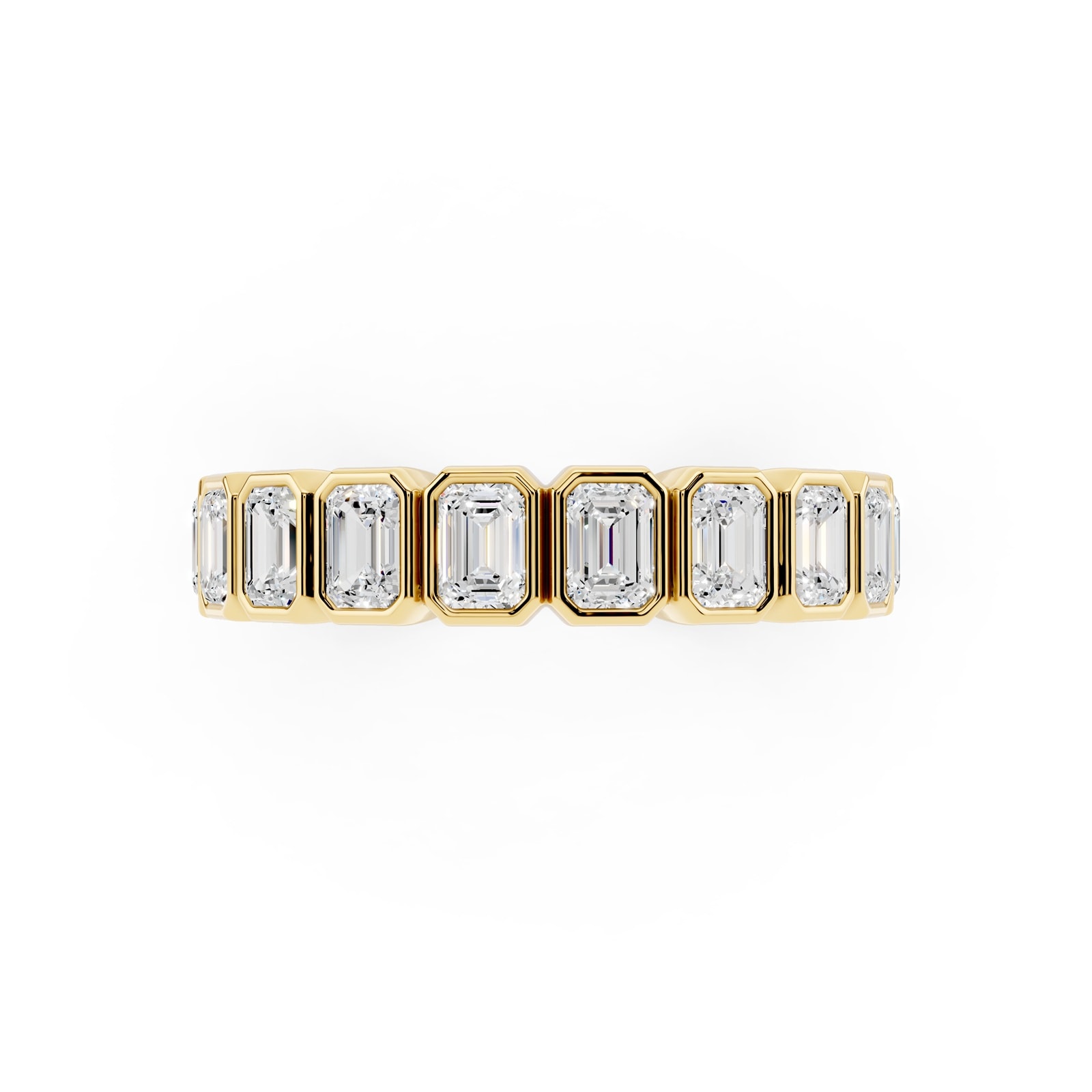 Mayors 18K Yellow Gold 2.00cttw Lab Grown Diamond Emerald Cut Bezel Set Eternity Ring