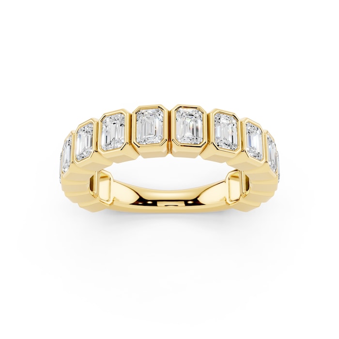 Mayors 18K Yellow Gold 2.00cttw Lab Grown Diamond Emerald Cut Bezel Set Eternity Ring