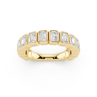Mayors 18K Yellow Gold 2.00cttw Lab Grown Diamond Emerald Cut Bezel Set Eternity Ring