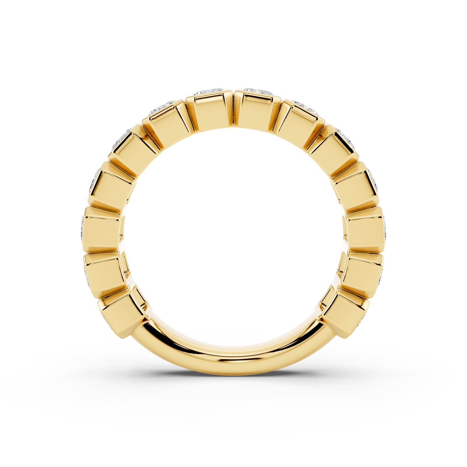 Mayors 18K Yellow Gold 2.00cttw Lab Grown Diamond Emerald Cut Bezel Set Eternity Ring