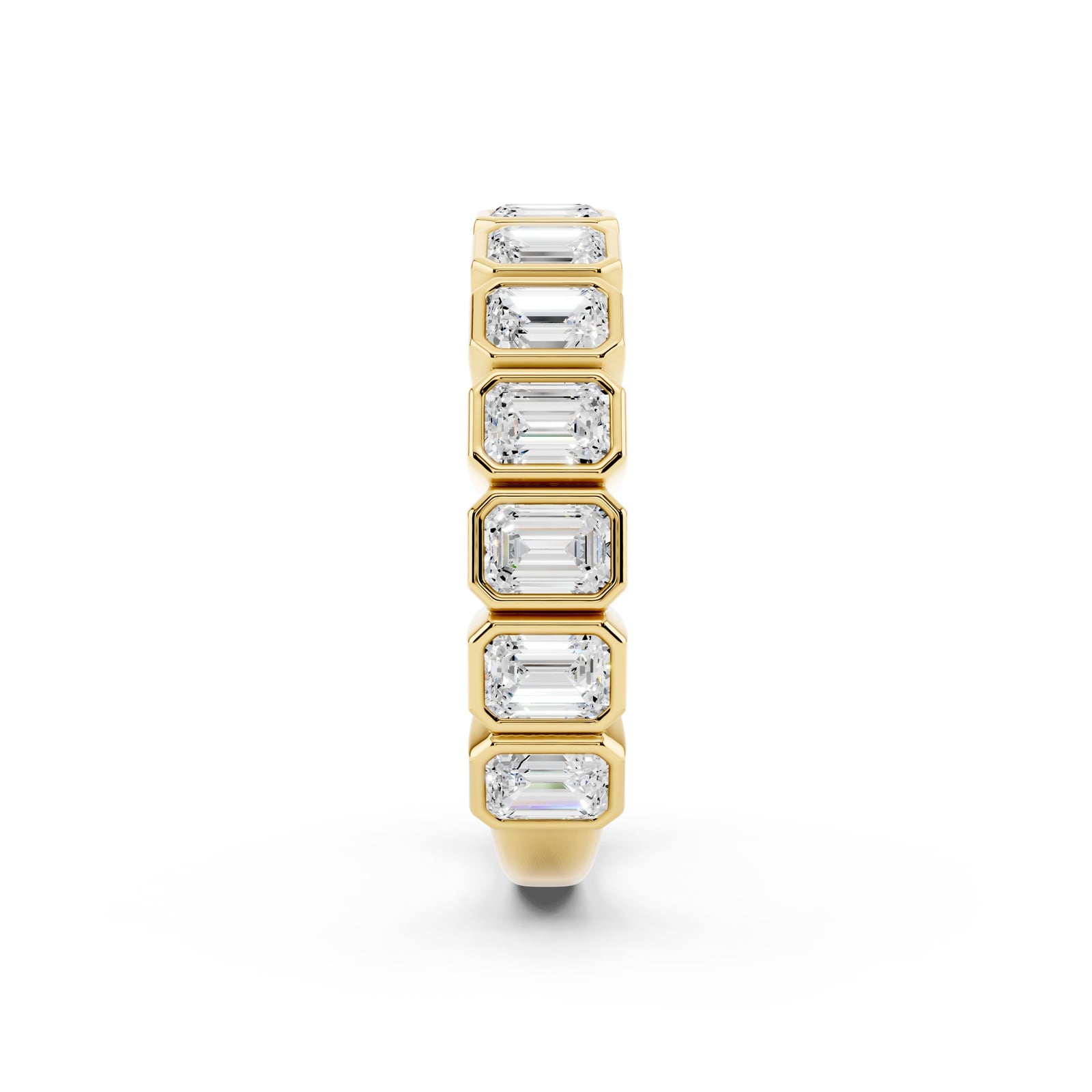 Mayors 18K Yellow Gold 2.00cttw Lab Grown Diamond Emerald Cut Bezel Set Eternity Ring