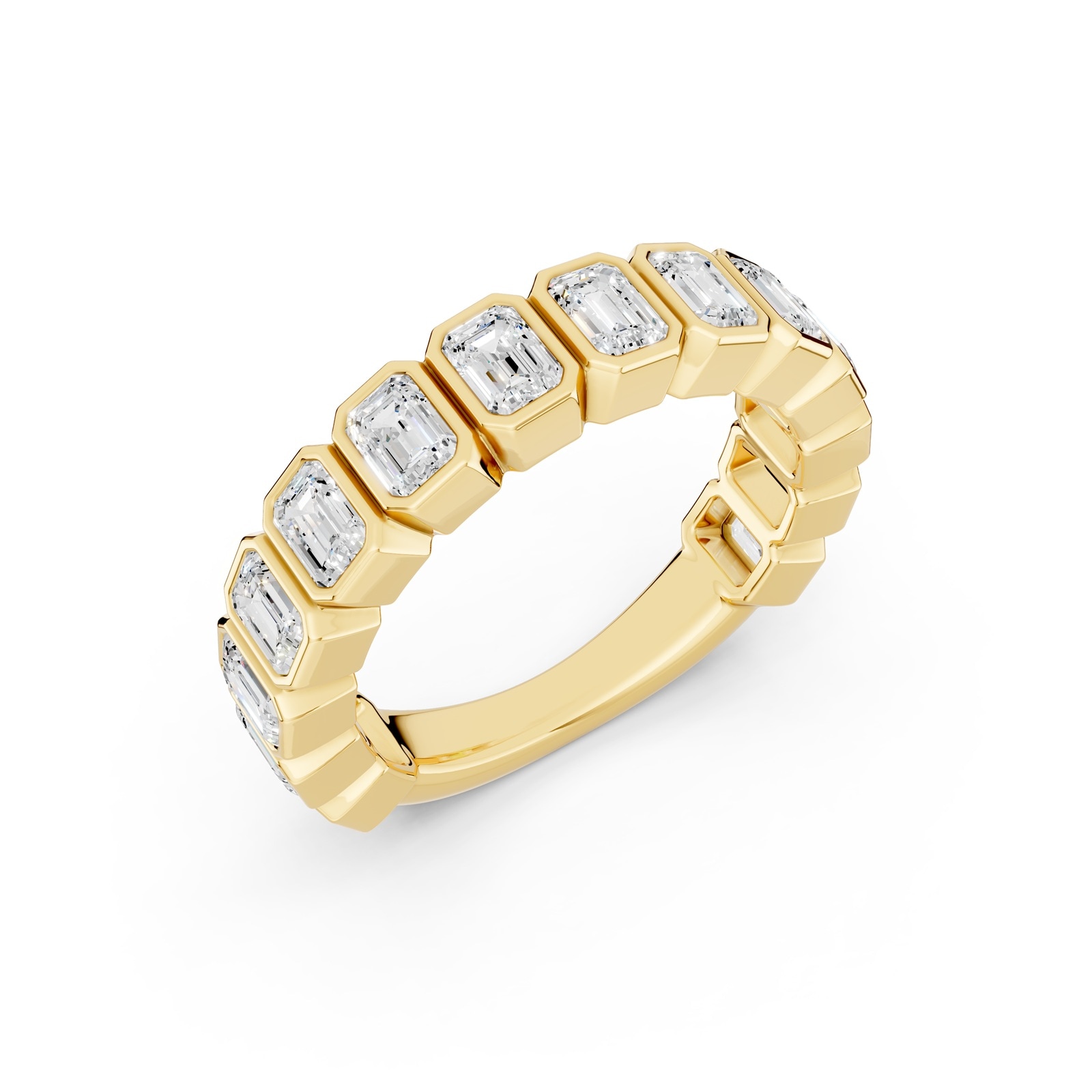 Mayors 18K Yellow Gold 2.00cttw Lab Grown Diamond Emerald Cut Bezel Set Eternity Ring