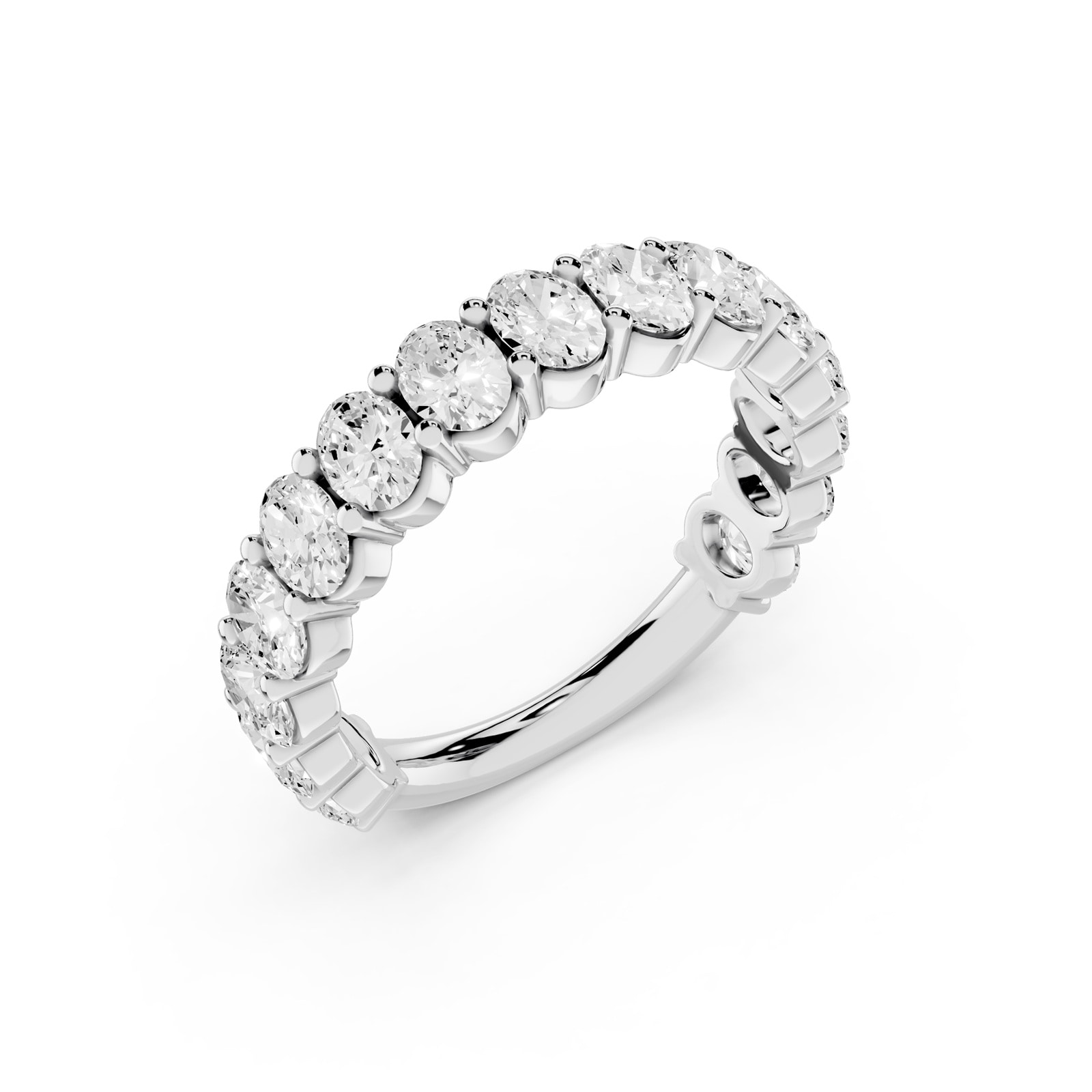 Mayors 18K White Gold 2.00cttw Lab Grown Diamond Oval Cut Eternity Ring