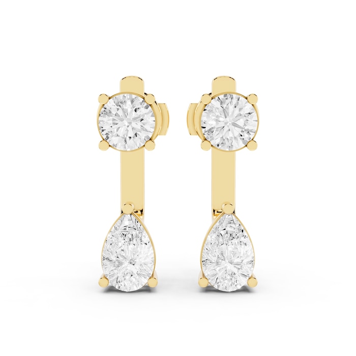 Mayors 18K Yellow Gold 3.50cttw Lab Grown Diamond Round & Pear Cut Drop Earrings