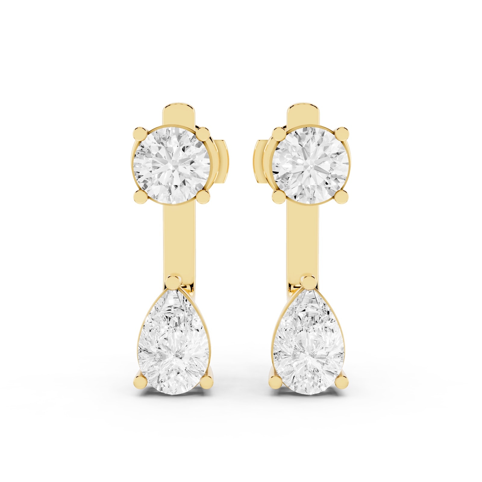 Mayors 18K Yellow Gold 3.50cttw Lab Grown Diamond Round & Pear Cut Drop Earrings