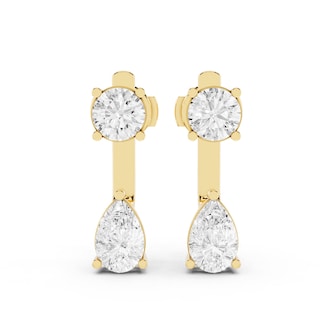 Mayors 18K Yellow Gold 3.50cttw Lab Grown Diamond Round & Pear Cut Drop Earrings