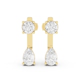 Mayors 18K Yellow Gold 3.50cttw Lab Grown Diamond Round & Pear Cut Drop Earrings