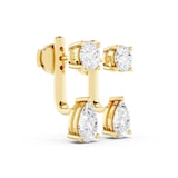 Mayors 18K Yellow Gold 3.50cttw Lab Grown Diamond Round & Pear Cut Drop Earrings