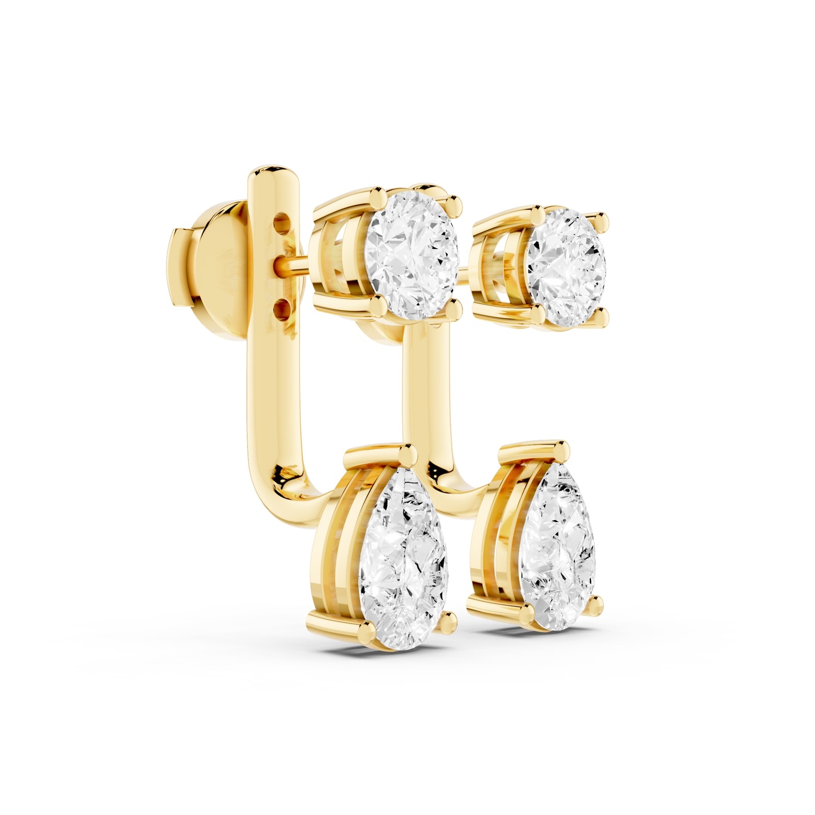 Mayors 18K Yellow Gold 3.50cttw Lab Grown Diamond Round & Pear Cut Drop Earrings