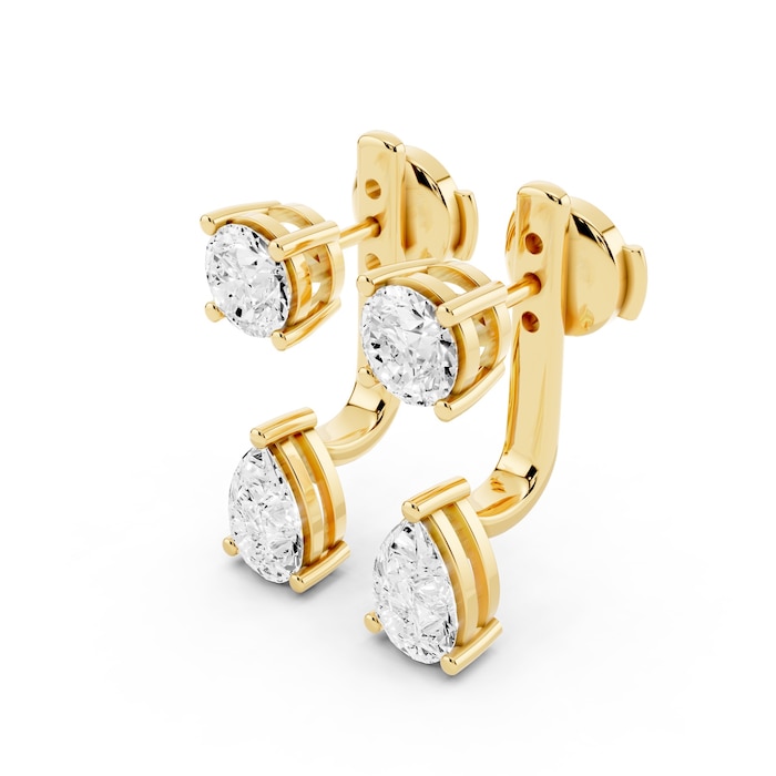 Mayors 18K Yellow Gold 3.50cttw Lab Grown Diamond Round & Pear Cut Drop Earrings