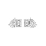 Mayors 18K White Gold 4.00cttw Lab Grown Diamond Emerald & Pear Cut Two Stone Stud Earrings