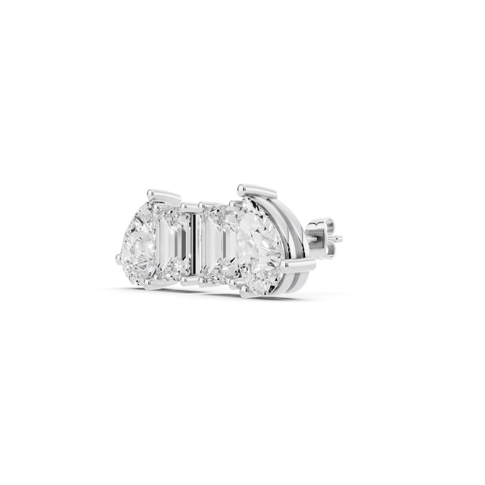 Mayors 18K White Gold 4.00cttw Lab Grown Diamond Emerald & Pear Cut Two Stone Stud Earrings