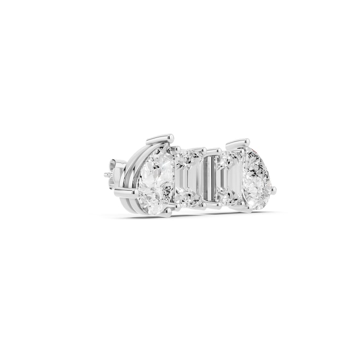 Mayors 18K White Gold 4.00cttw Lab Grown Diamond Emerald & Pear Cut Two Stone Stud Earrings