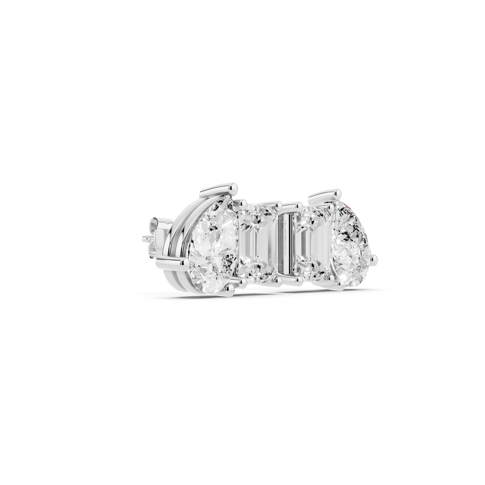 Mayors 18K White Gold 4.00cttw Lab Grown Diamond Emerald & Pear Cut Two Stone Stud Earrings