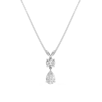 Mayors 18K White Gold 2.50cttw Lab Grown Diamond Round & Pear Cut Pendant Necklace