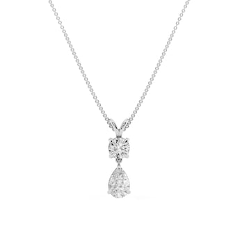18K White Gold 2.50cttw Lab Grown Diamond Round & Pear Cut Pendant Necklace