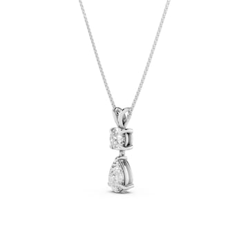 Mayors 18K White Gold 2.50cttw Lab Grown Diamond Round & Pear Cut Pendant Necklace