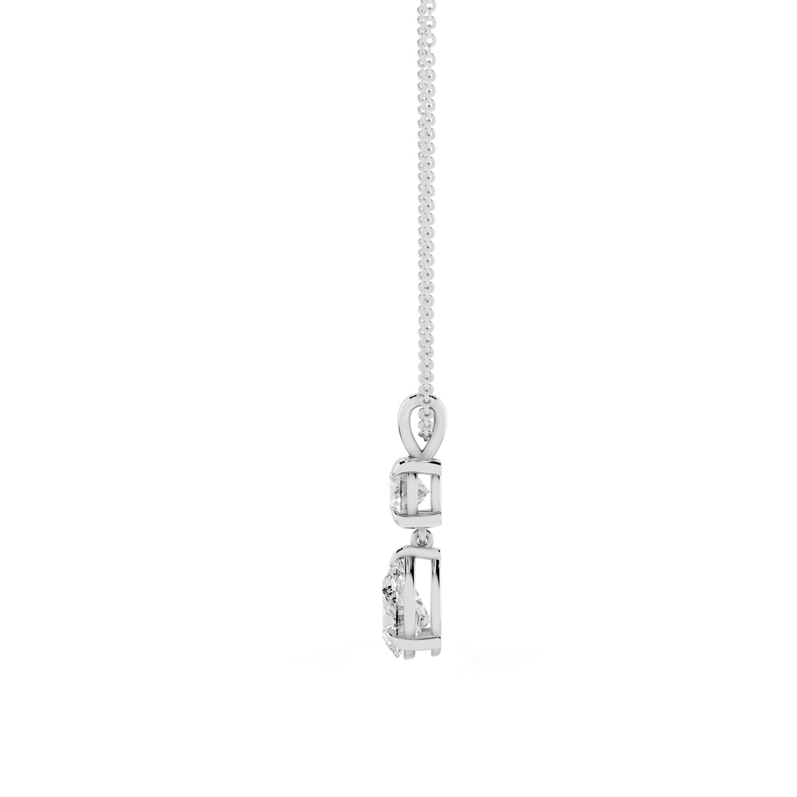 Mayors 18K White Gold 2.50cttw Lab Grown Diamond Round & Pear Cut Pendant Necklace