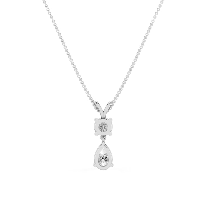 Mayors 18K White Gold 2.50cttw Lab Grown Diamond Round & Pear Cut Pendant Necklace