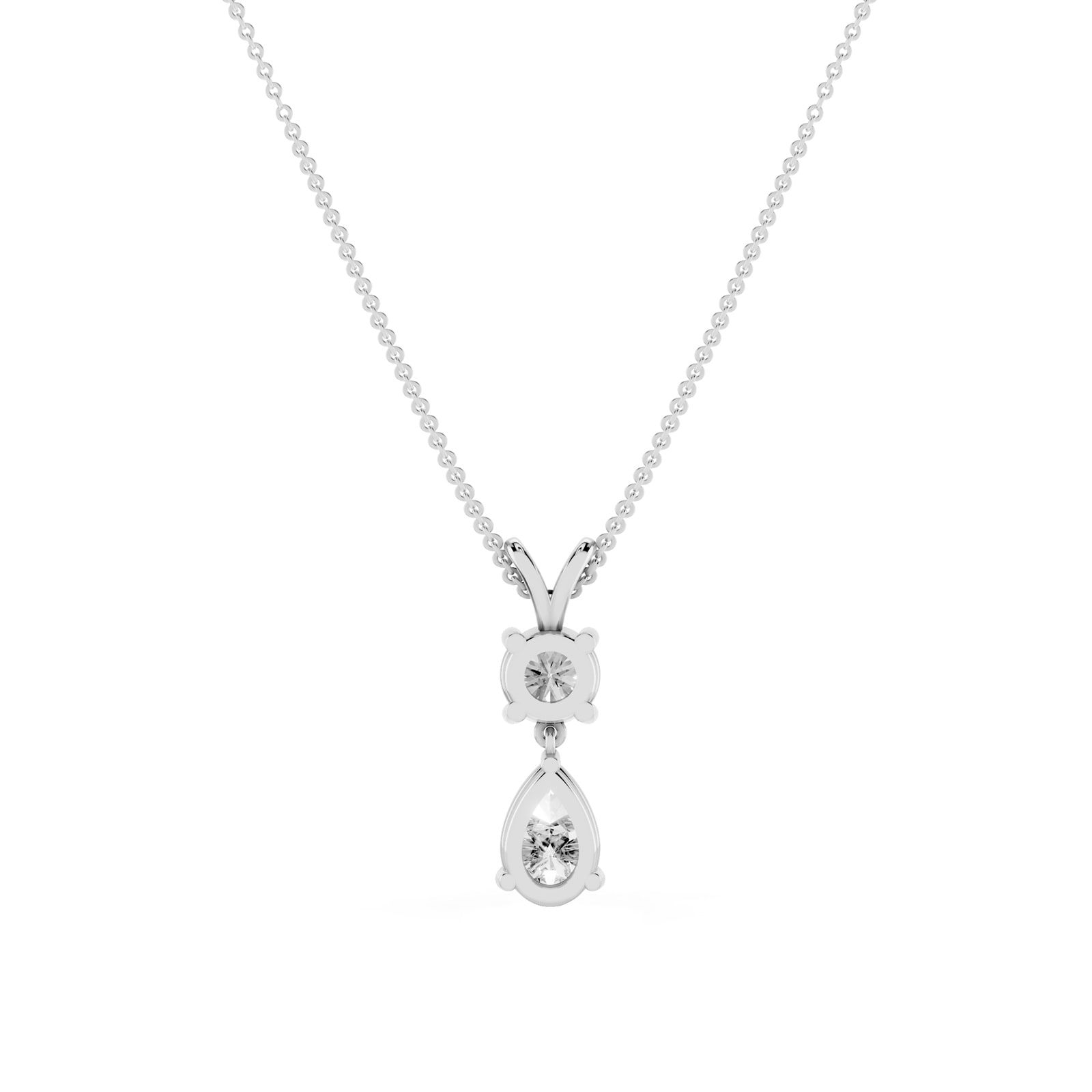 Mayors 18K White Gold 2.50cttw Lab Grown Diamond Round & Pear Cut Pendant Necklace