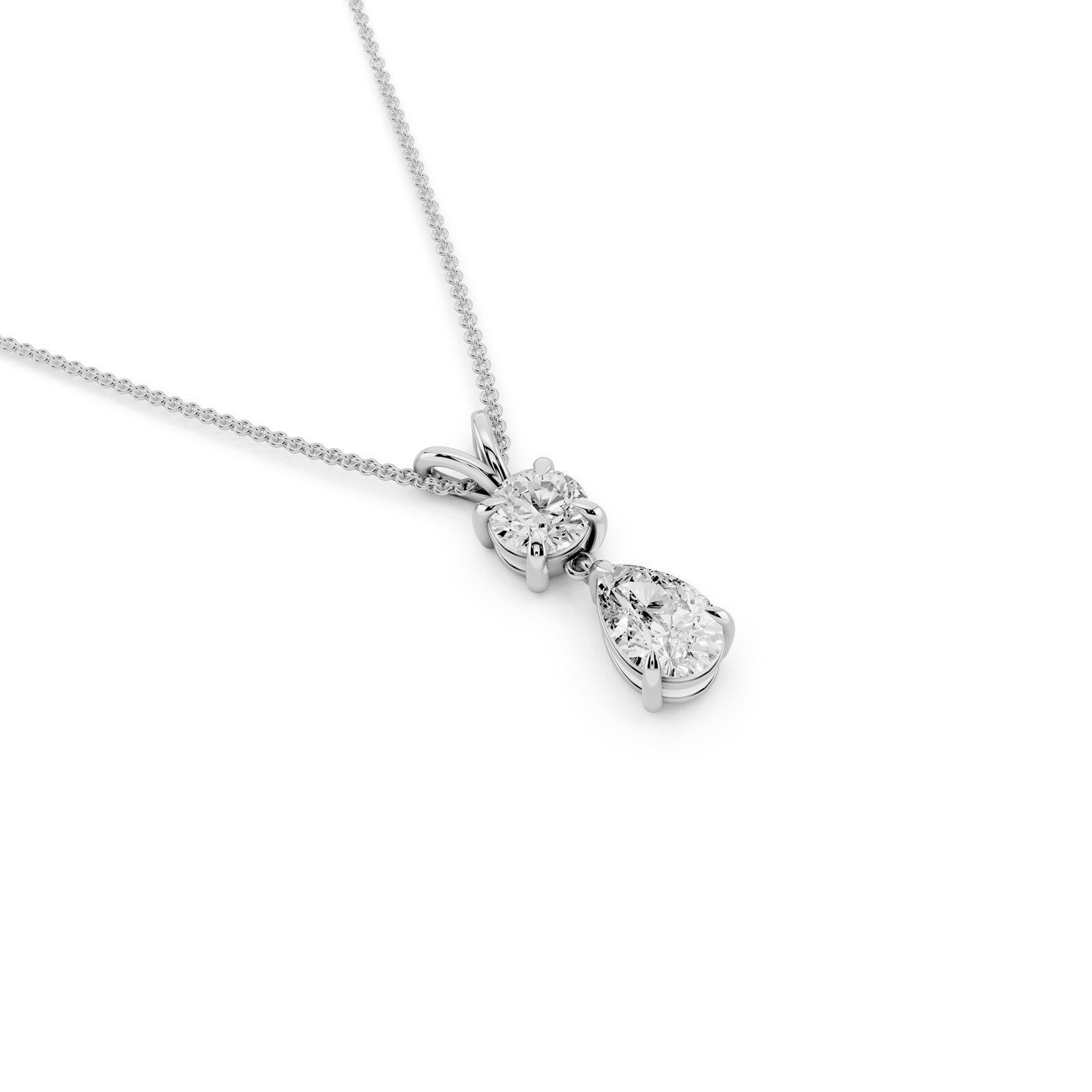 Mayors 18K White Gold 2.50cttw Lab Grown Diamond Round & Pear Cut Pendant Necklace