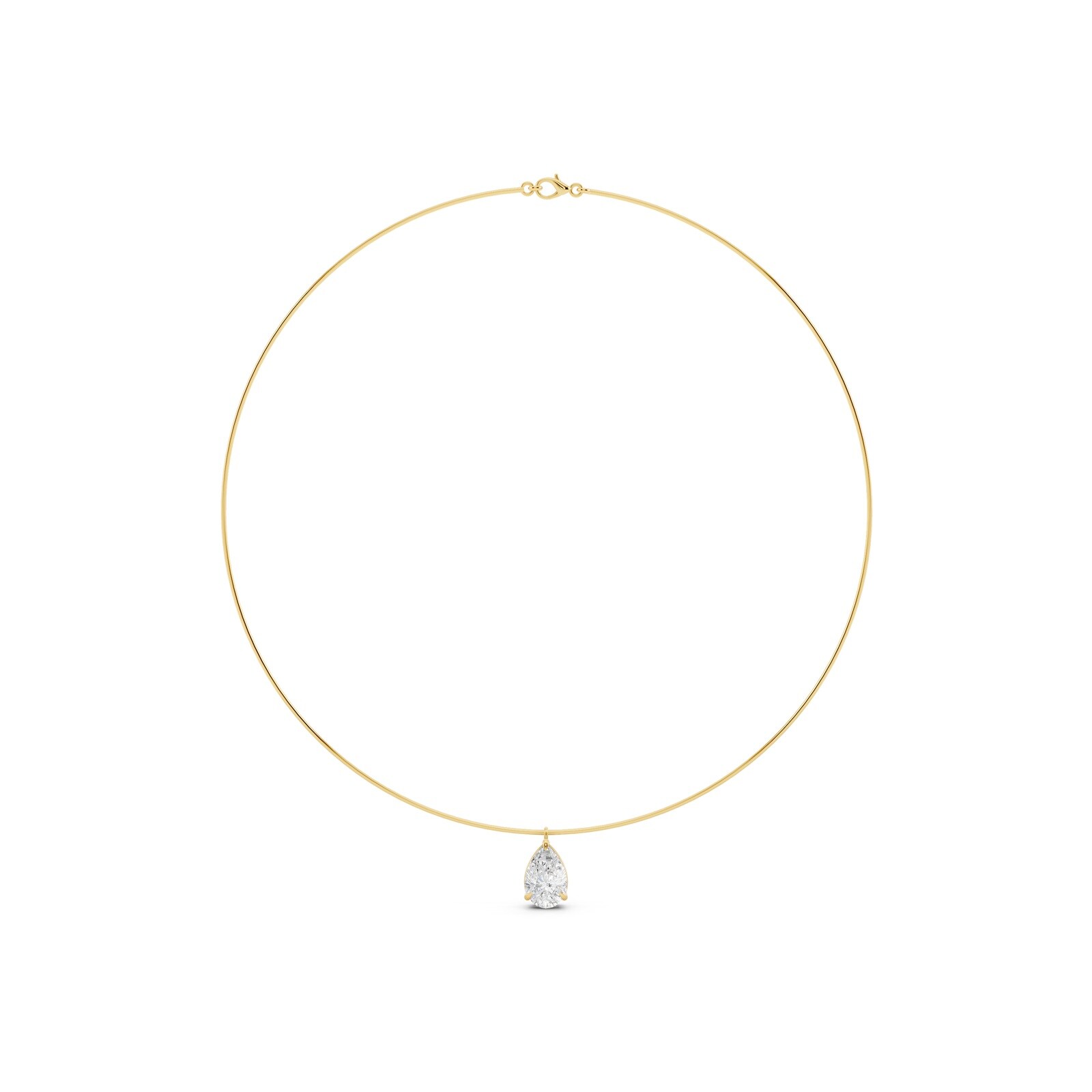 18K Yellow Gold 3.00cttw Pear-Shaped Lab Grown Diamond Choker Necklace