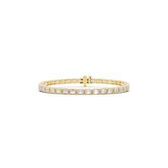 Mayors 18K Yellow Gold 6.00cttw Lab Grown Diamond Emerald Cut Bezel Set Tennis Bracelet